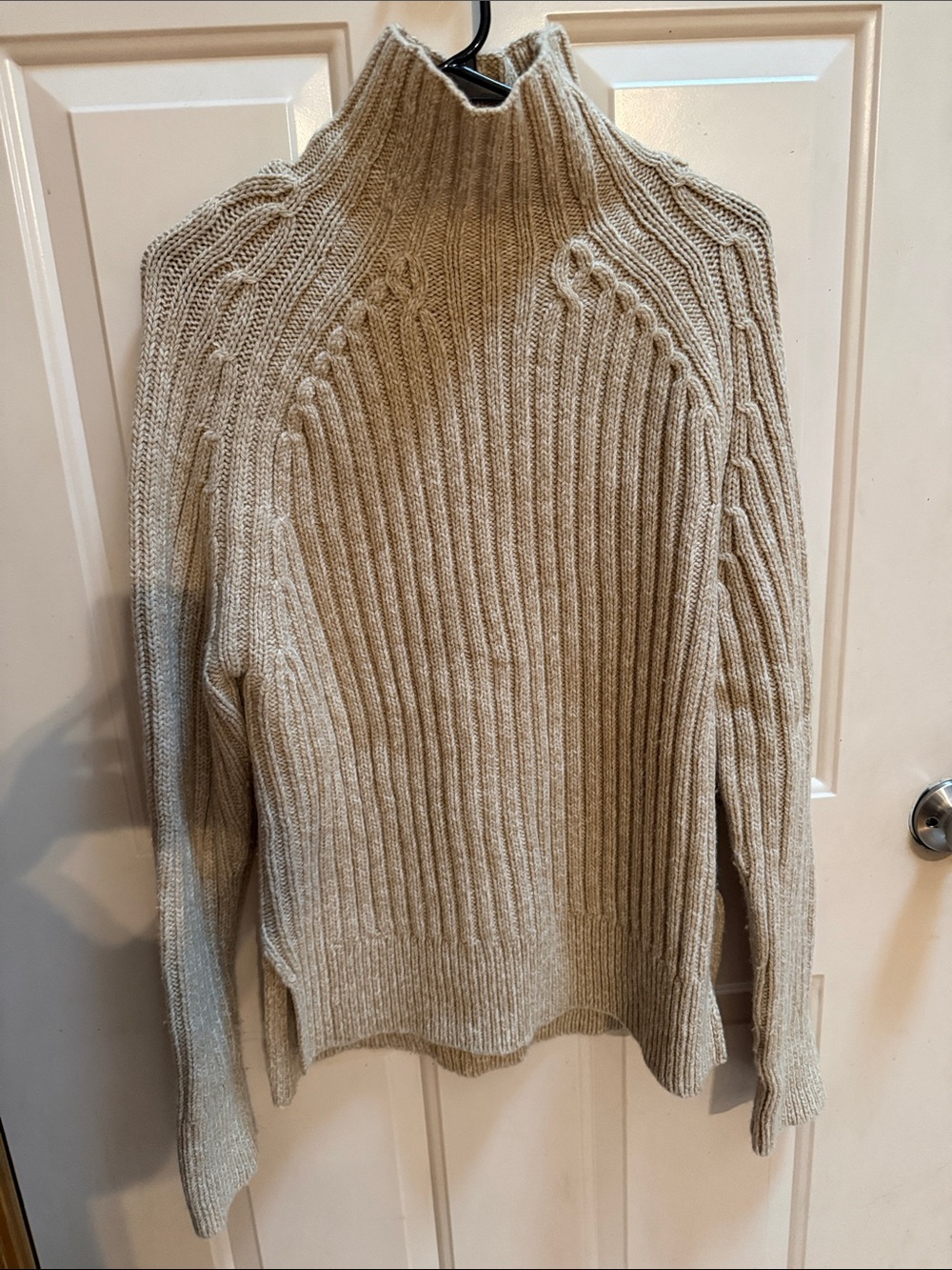 Cozy Ribbed High-Neck Sweater - Cream